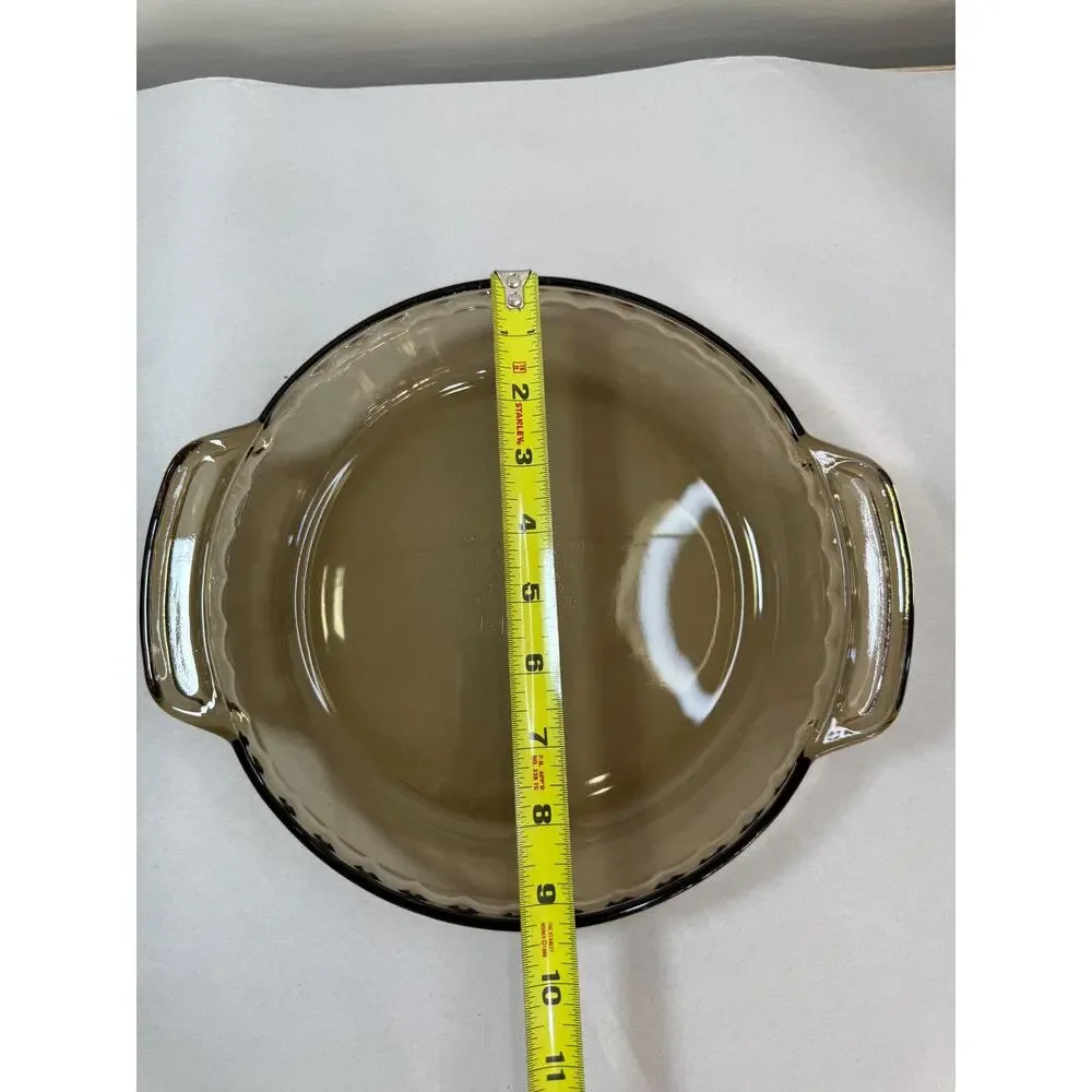 Vintage Anchor Hocking Deep Pie Plate 9 Inch, Smoke Amber Glass Ovenware Dish